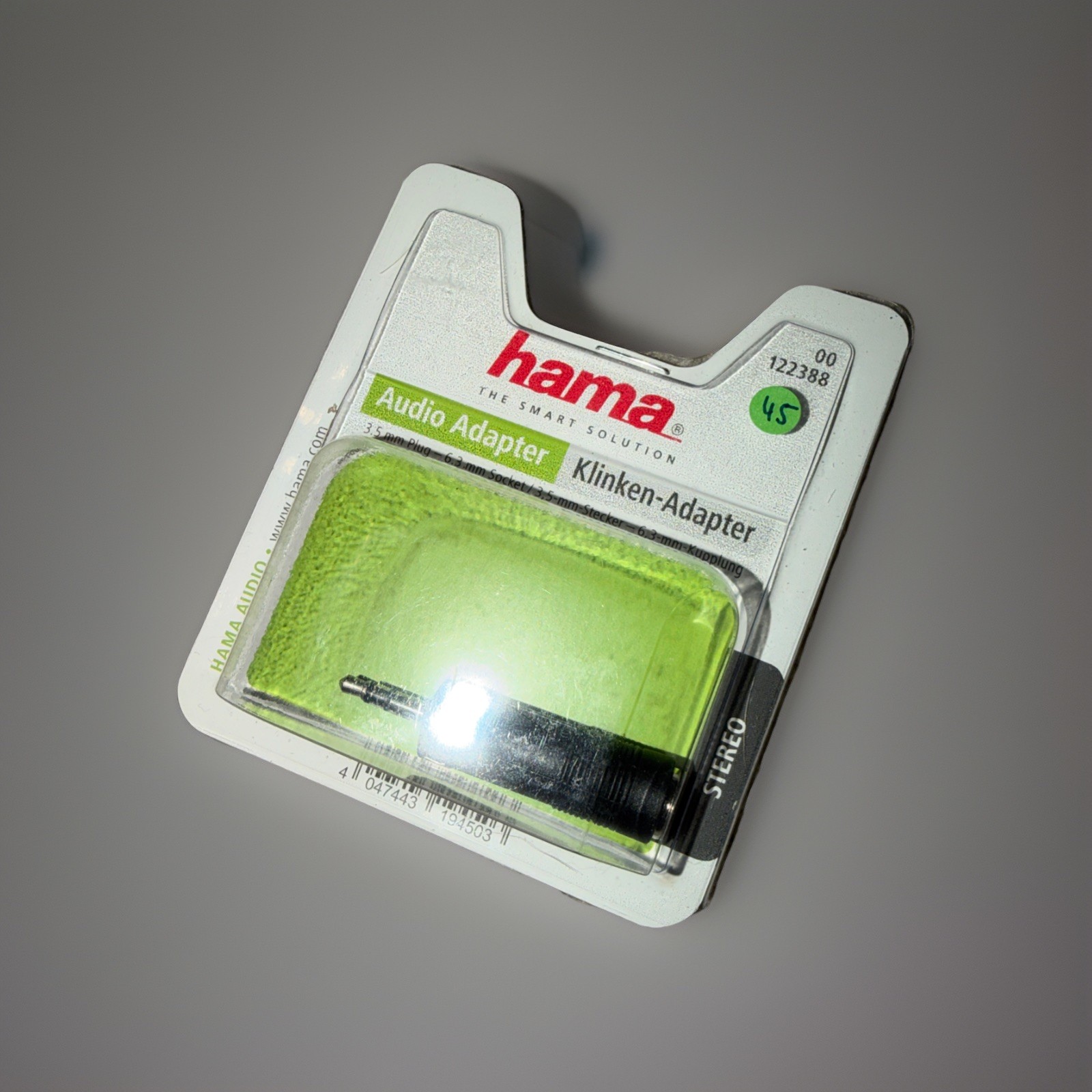 Hama Klinkenadapter 3,5 mm auf 6,3 mm, Stecker/Kupplung, Stereo, Schwarz