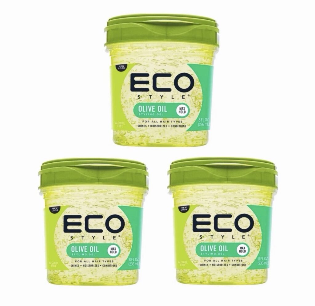 Eco Style Professional Styling Gel Olive Oil, Max Hold, ohne Alkohol, 3 × 236 ml