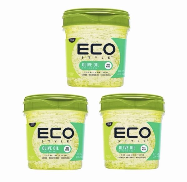3 × Eco Style Professional Styling Gel Olive Oil, Max Hold, ohne Alkohol, 236 ml