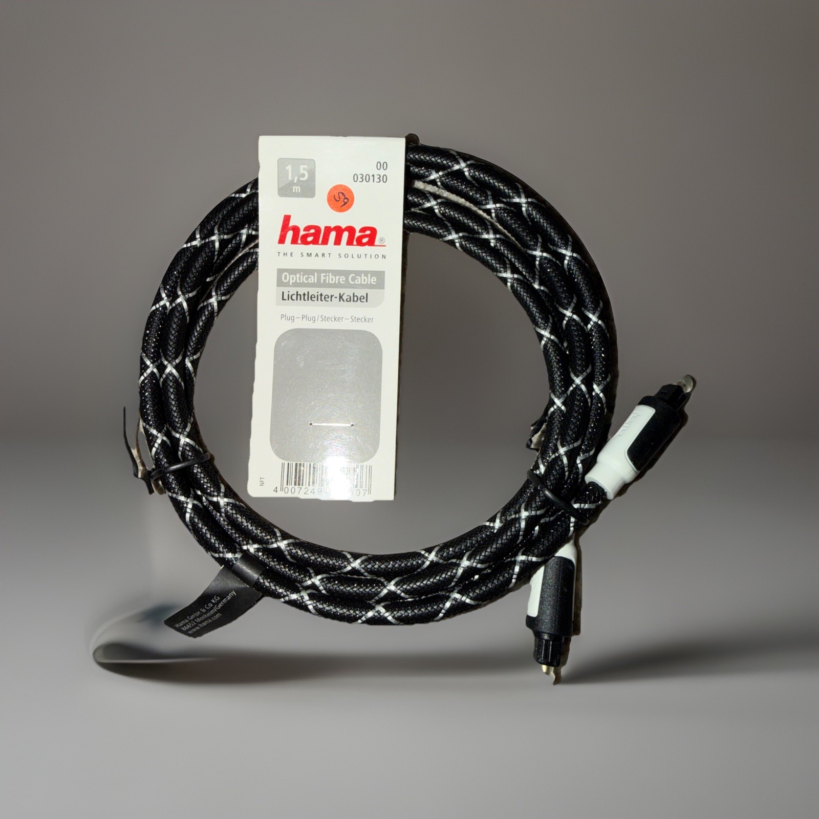 Hama Audio-Lichtleiter-Kabel, ODT-Stecker (Toslink), Gewebe, 1,5 m
