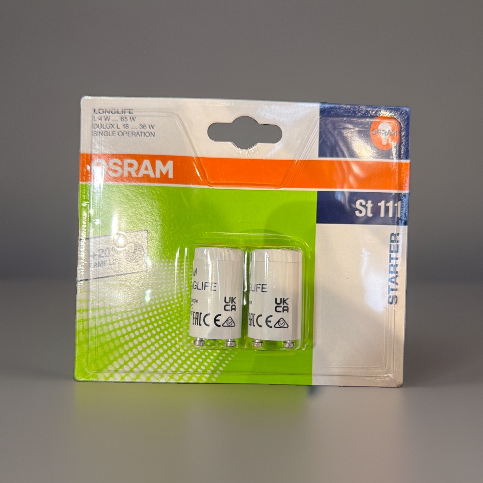 Osram Longlife ST111 Starter für Leuchtstofflampen, 4–65 W, 2 Stück