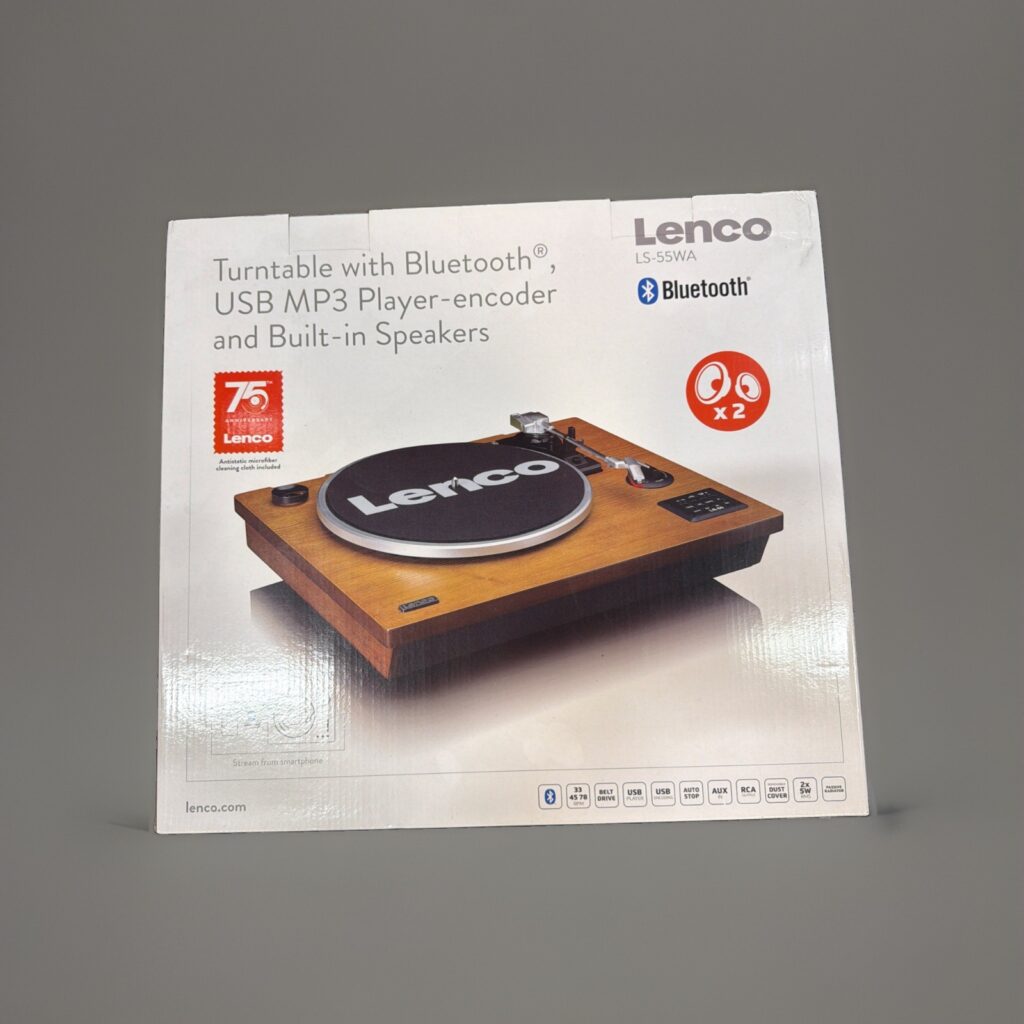 Lenco LS-55WA Plattenspieler mit Bluetooth, USB, MP3 und Lautsprechern, Holz