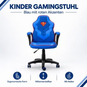 Trust GXT 703SM Revvo Gaming-Stuhl für Kinder, Superman (25741)