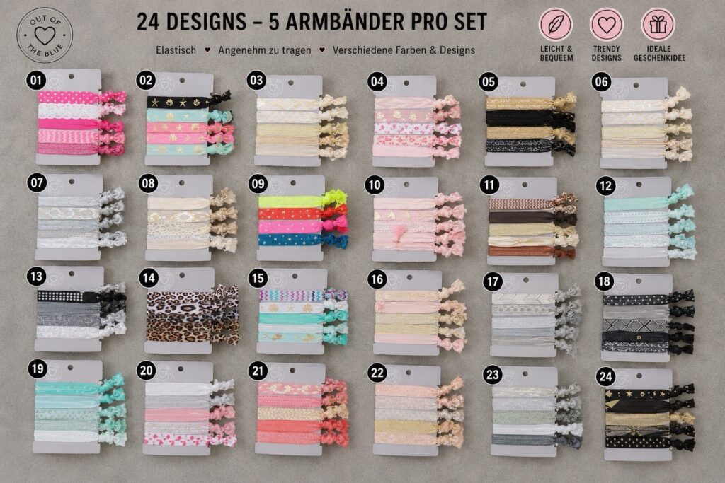 Stoffarmband 5er-Set für Damen – Boho- und Festival-Freundschaftsarmband